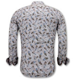 Gentile Bellini Camisa Estampado Plumas de Pájaro Hombre - 3111- Marrón