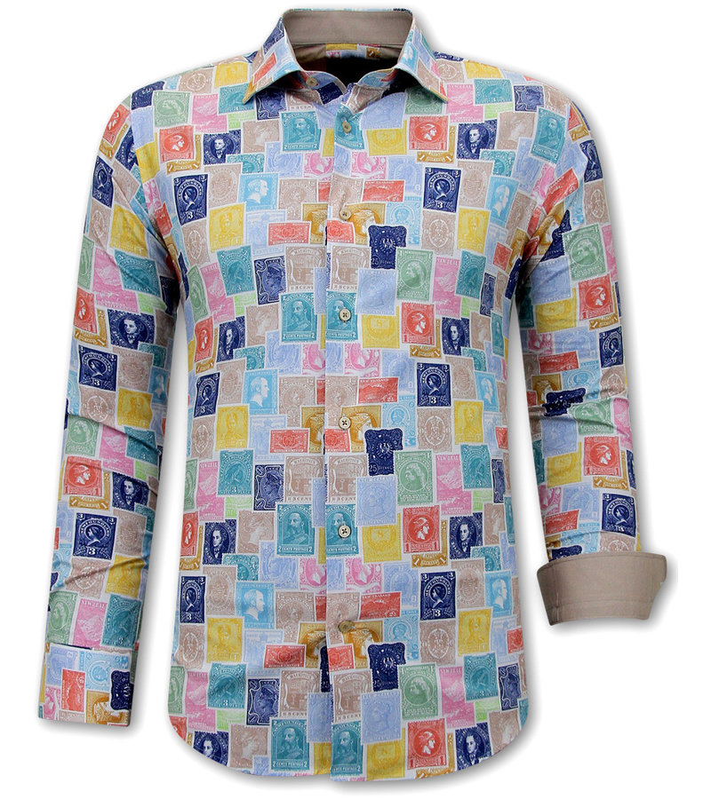 Gentile Bellini Camisa de vestir de hombre con estampado de sellos