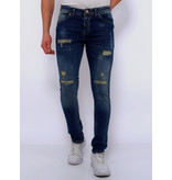 True Rise Jeans Azul Rajados Slim Fit - DC-042