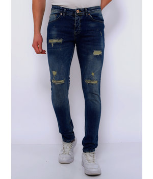 True Rise Jeans Azul Rajados Slim Fit - DC-042