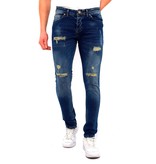 True Rise Jeans Azul Rajados Slim Fit - DC-042