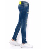 True Rise Jeans Azul Rajados Slim Fit - DC-042