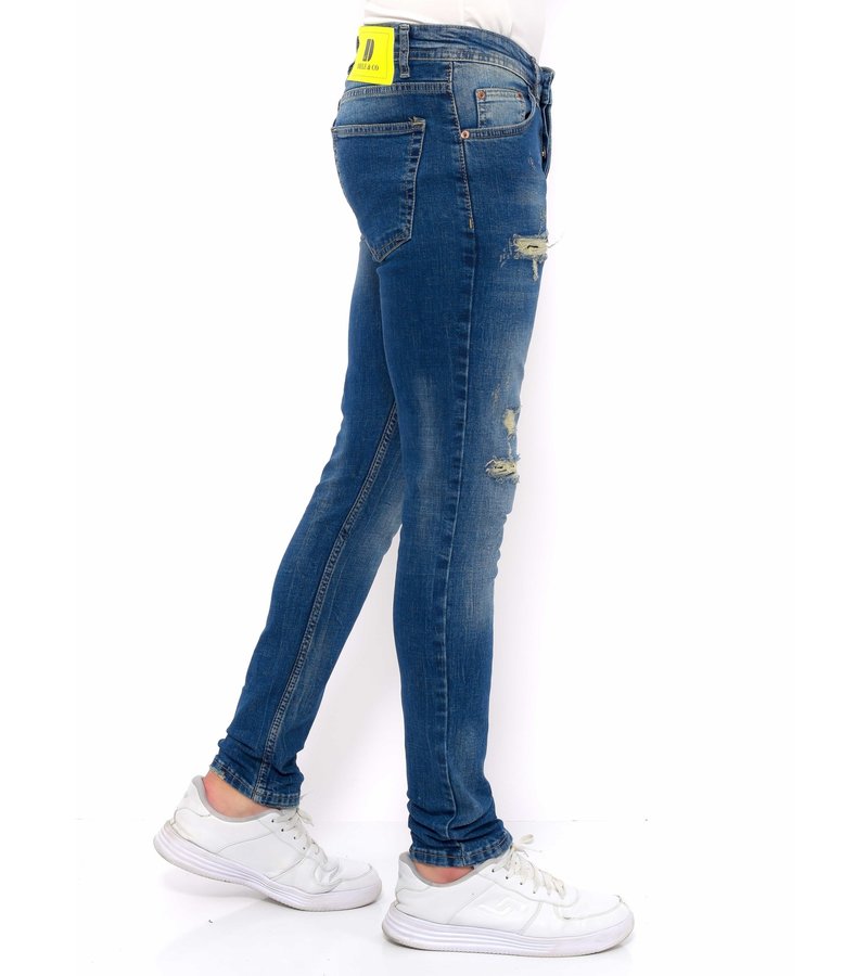 True Rise Jeans Azul Rajados Slim Fit - DC-042