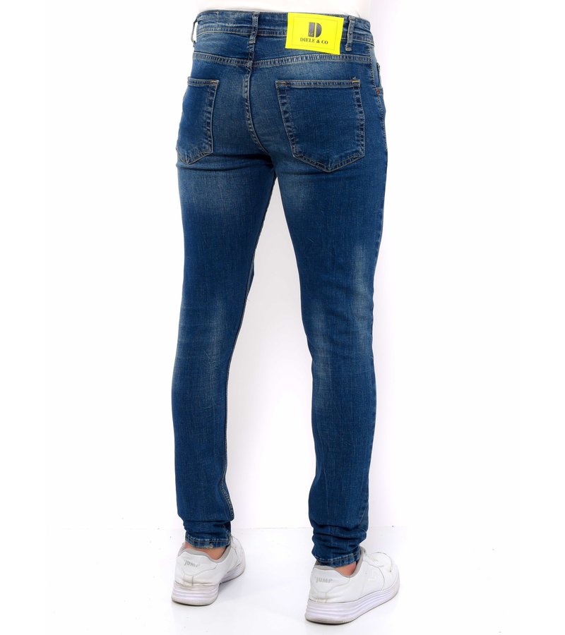 True Rise Jeans Azul Rajados Slim Fit - DC-042