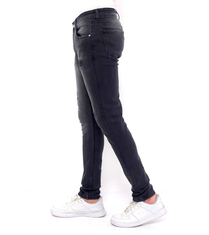 True Rise Pantalones Rotos De Hombre Slim Fit Strech - DC-051 - Negro