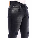 True Rise Pantalones Rotos De Hombre Slim Fit Strech - DC-051 - Negro