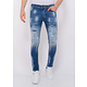 Ripped Stonewashed Vaqueros Hombre Slim Fit -1073 - Azul