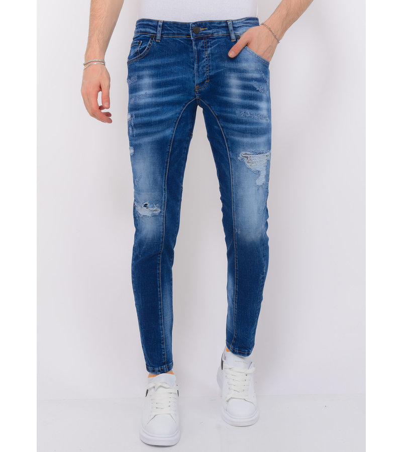 Local Fanatic Distressed Ripped Jeans Hombre Slim Fit -1082 - Azul