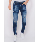 Local Fanatic Paint Splatter Ripped Jeans Hombre Slim Fit -1075 - Azul