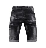 Local Fanatic Paint Splatter Destroy Shorts Stonewash Hombres - Slim Fit -1084- Negro
