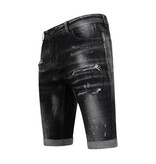 Local Fanatic Paint Splatter Destroy Shorts Stonewash Hombres - Slim Fit -1084- Negro