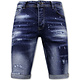 Designer Shorts With Paint Splatter Hombres - Slim Fit -1072- Azul
