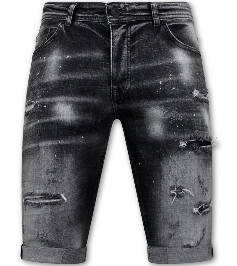 Local Fanatic Distressed Short Stonewash Hombres - Slim Fit -1087- Negro