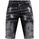 Distressed Short Stonewash Hombres - Slim Fit -1087- Negro