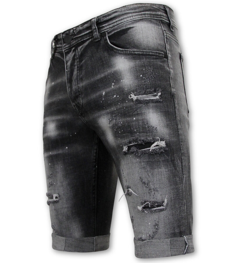 Local Fanatic Distressed Short Stonewash Hombres - Slim Fit -1087- Negro