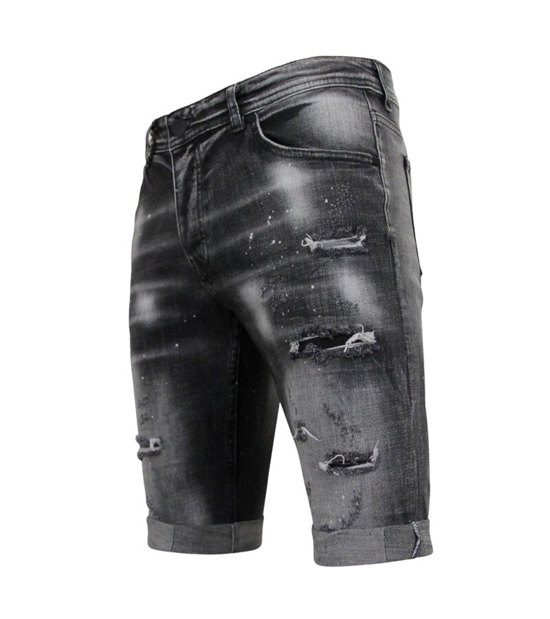 Local Fanatic Distressed Short Stonewash Hombres - Slim Fit -1087- Negro