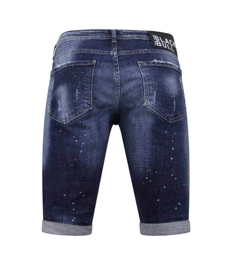 Local Fanatic Men's Paint Splatter Stonewashed Short - Slim Fit -1077- Azul