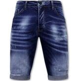 Local Fanatic Blue Ripped Shorts Hombres - Slim Fit -1081- Azul