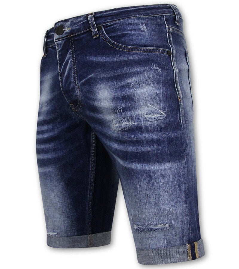 Local Fanatic Blue Ripped Shorts Hombres - Slim Fit -1081- Azul