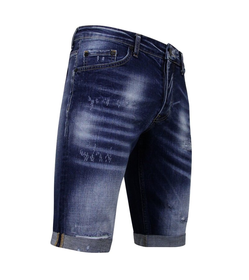 Local Fanatic Blue Ripped Shorts Hombres - Slim Fit -1081- Azul