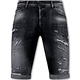 Destroyed Shorts with Paint Splatter Hombres - Slim Fit -1086- Negro