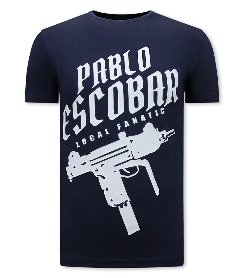 Local Fanatic Camiseta Pablo Escobar Uzi Print Hombre - Azul