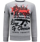 Local Fanatic The King Of Cocaine Pablo Escobar Jersey Hombre - Gris