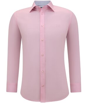 Gentile Bellini Camisas Hombre de Manga Larga Slim Fit - Rosa