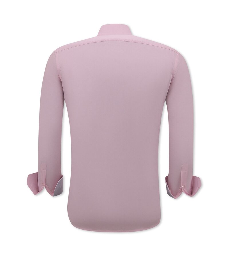 Gentile Bellini Camisas Hombre de Manga Larga Slim Fit - Rosa