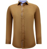 Gentile Bellini Blusa Manga Larga - Camisa Slim Fit - Marrón