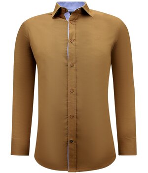 Gentile Bellini Blusa Manga Larga - Camisa Slim Fit - Marrón