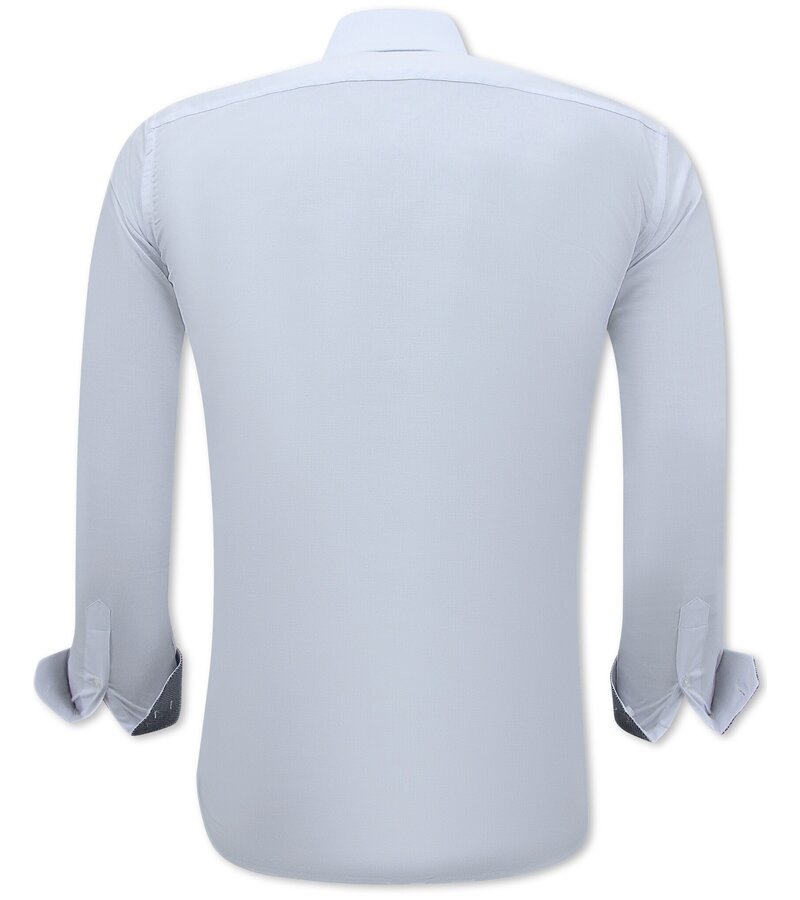 Gentile Bellini Neat Camisas Para Hombre - Slim Fit Blusa Stretch - Blanco