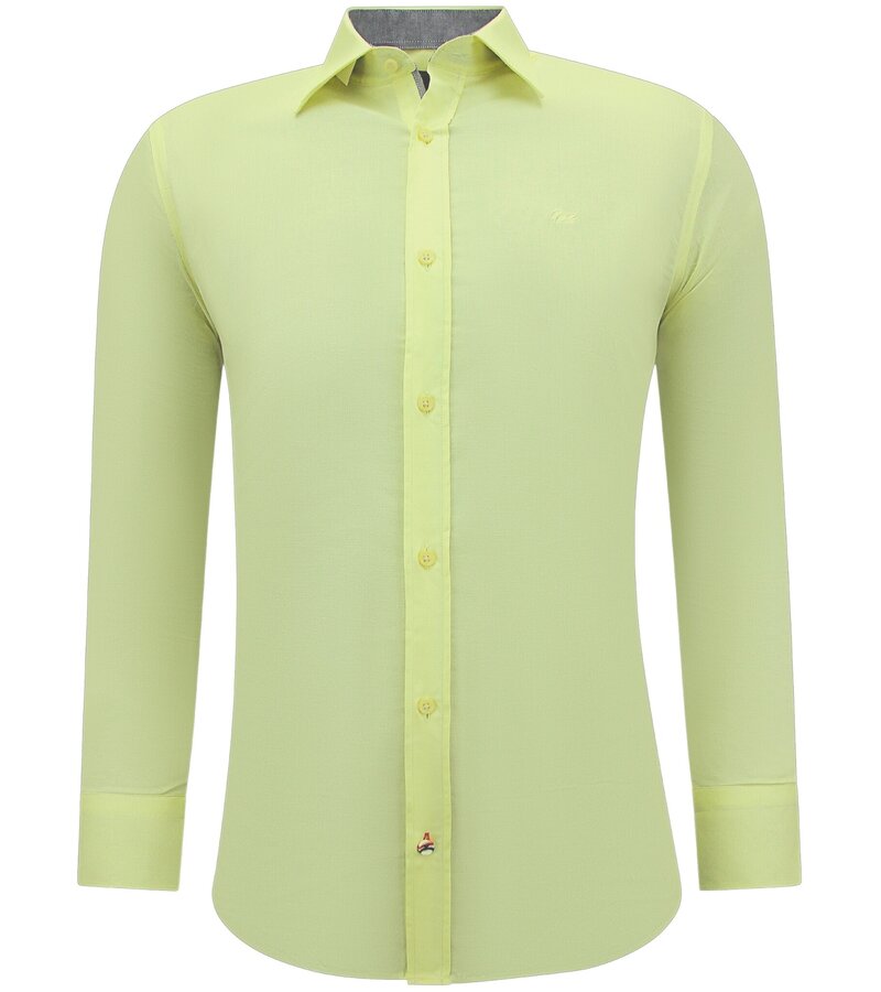 Gentile Bellini Camisa de hombre Neat Stylish - Slim Fit Blusa Stretch - Amarillo