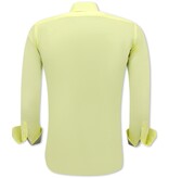 Gentile Bellini Camisa de hombre Neat Stylish - Slim Fit Blusa Stretch - Amarillo