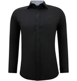 Gentile Bellini Camisa De Negocios Para Hombre Slim Fit Blusa Stretch - Negro