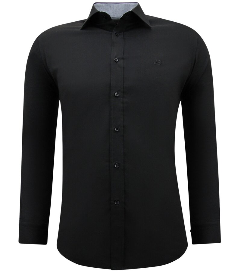 Gentile Bellini Camisa De Negocios Para Hombre Slim Fit Blusa Stretch - Negro