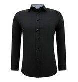 Gentile Bellini Camisa De Negocios Para Hombre Slim Fit Blusa Stretch - Negro