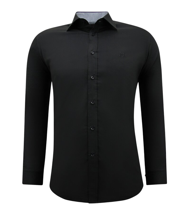 Gentile Bellini Camisa De Negocios Para Hombre Slim Fit Blusa Stretch - Negro