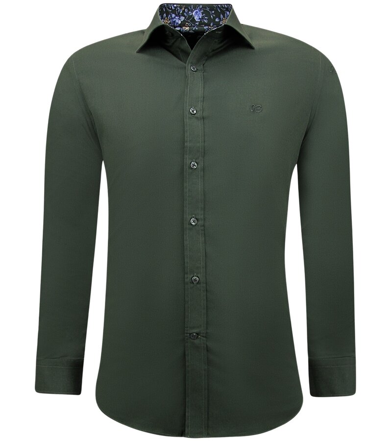 Gentile Bellini Camisas Para Hombres Slim Fit Stretch - Verde