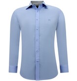 Gentile Bellini Camisas Manga Larga - Slim Fit Blusa Stretch - Azul
