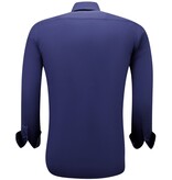 Gentile Bellini Camisas de hombre Neat Tailored - Slim Fit Blusa Stretch - Azul