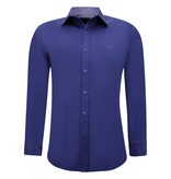 Gentile Bellini Camisas de hombre Neat Tailored - Slim Fit Blusa Stretch - Azul