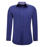 Gentile Bellini Camisas de hombre Neat Tailored - Slim Fit Blusa Stretch - Azul Gentile Bellini Camisas de hombre Neat Tailored - Slim Fit Blusa Stretch - Azul