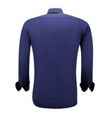 Gentile Bellini Camisas de hombre Neat Tailored - Slim Fit Blusa Stretch - Azul