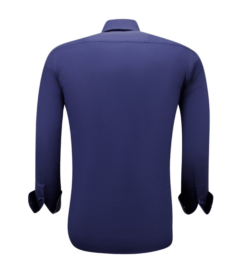 Gentile Bellini Camisas de hombre Neat Tailored - Slim Fit Blusa Stretch - Azul