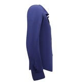 Gentile Bellini Camisas de hombre Neat Tailored - Slim Fit Blusa Stretch - Azul Gentile Bellini Camisas de hombre Neat Tailored - Slim Fit Blusa Stretch - Azul