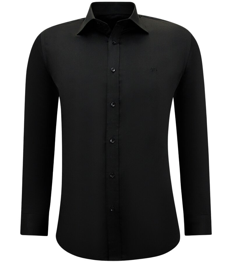 Gentile Bellini Hombres Neat Satin Slim fit Camisas - Negro