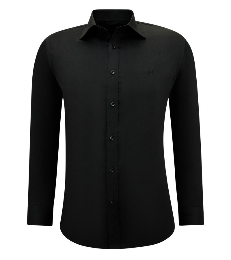 Gentile Bellini Hombres Neat Satin Slim fit Camisas - Negro