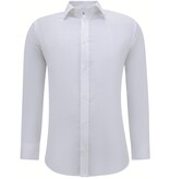 Gentile Bellini Camisa lisa de satén de lujo de negocios Slim Fit - Blanco Gentile Bellini Camisa lisa de satén de lujo de negocios Slim Fit - Blanco