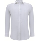 Gentile Bellini Camisa lisa de satén de lujo de negocios Slim Fit - Blanco